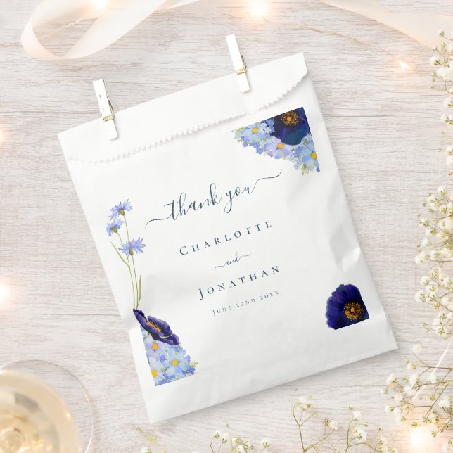 Modern Floral Boho Wedding Thank You Favour Bags (Clipped)