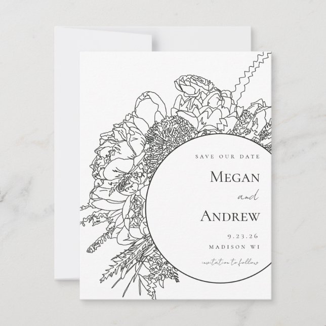 Modern Floral Boquet Save the Date (Front)