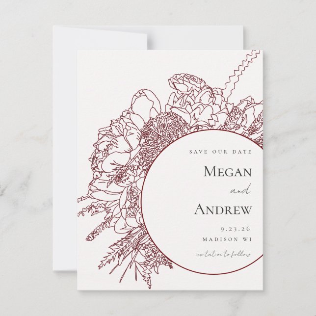 Modern Floral Boquet Save the Date (Front)