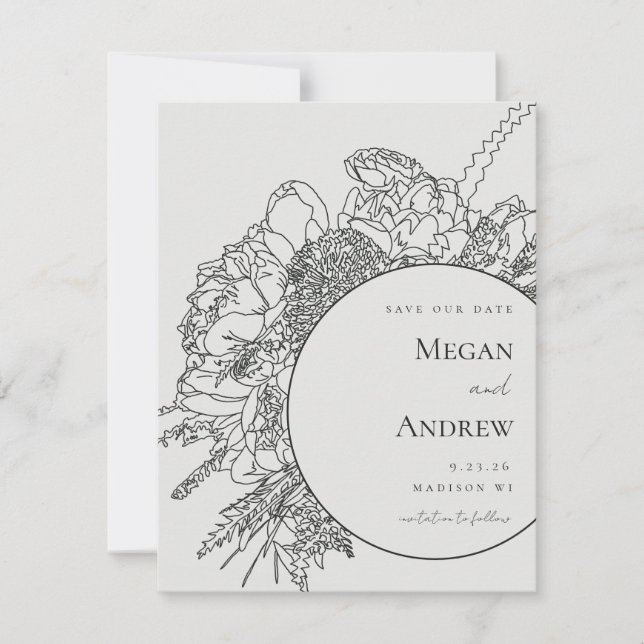Modern Floral Boquet Save the Date (Front)
