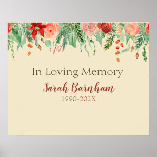 Modern Floral Border Personalized Memorial Print