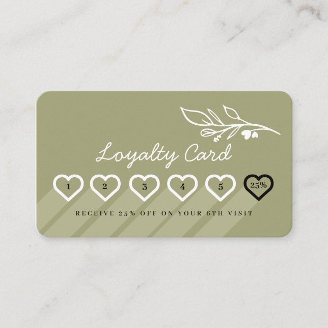 Modern Floral Botanic Line-art Logo Loyalty Card (Front)