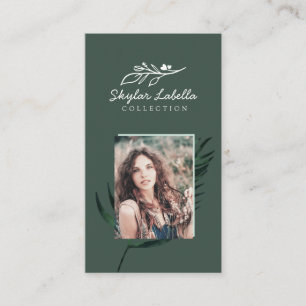 Modern Floral Botanic Line-Art Logo & Photo Hunter Business Card