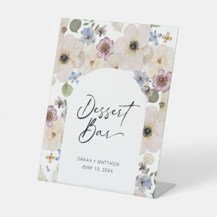 Modern Floral Botanical Dessert Bar Pedestal Sign