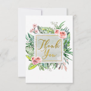 Modern Floral Botanical Elegant Chic Thank You Card