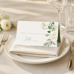 Modern Floral Botanical Greenery Wedding Place Card