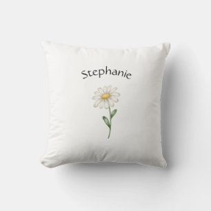 Modern Floral Botanical Simple Watercolor Name  Cushion