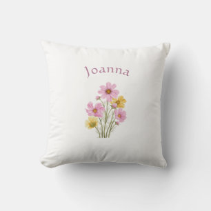Modern Floral Botanical Simple Watercolor Name  Cushion
