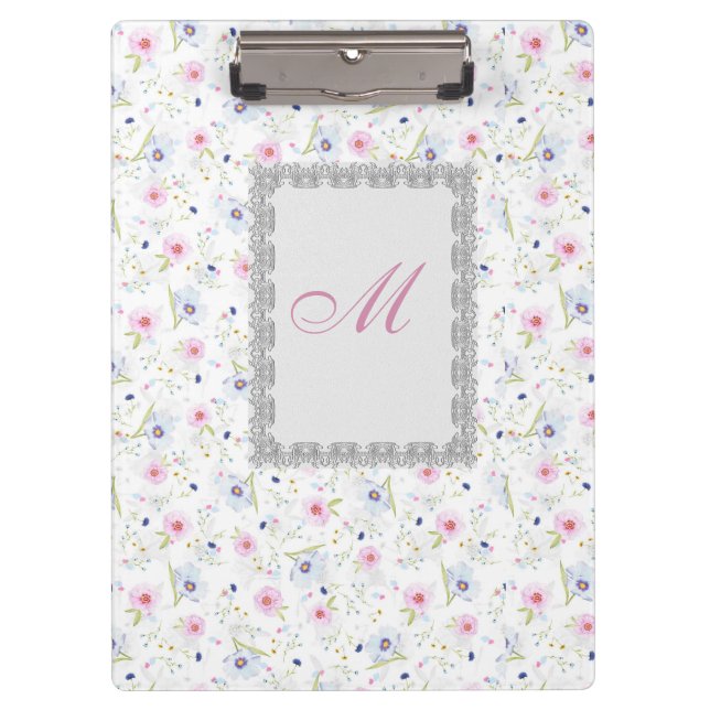 Modern Floral Botanical Watercolor Floral Pattern Clipboard (Front)