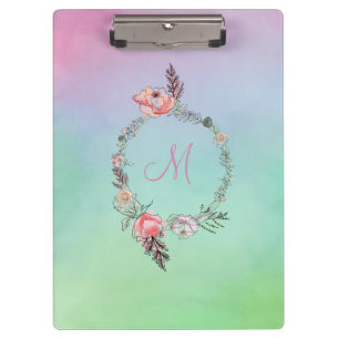 Modern Floral Botanical Watercolor Floral Pink Clipboard