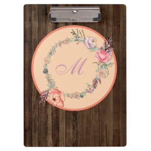 Modern Floral Botanical Watercolor Floral Wood Clipboard