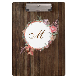 Modern Floral Botanical Watercolor Floral Wood Clipboard