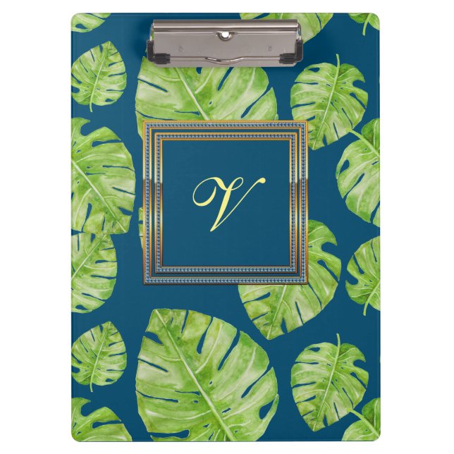 Modern Floral Botanical Watercolor Foliage #2 Clipboard (Front)