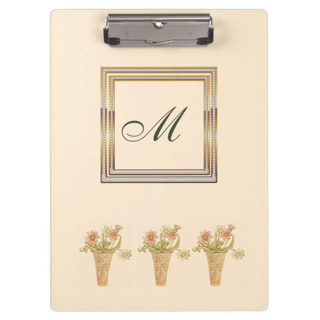 Modern Floral Botanical Watercolor Pink Stylish Clipboard (Front)