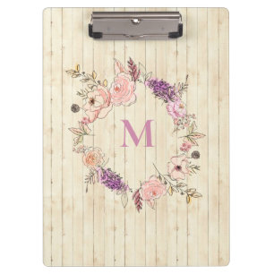 Modern Floral Botanical Watercolor Wood Sangria Clipboard