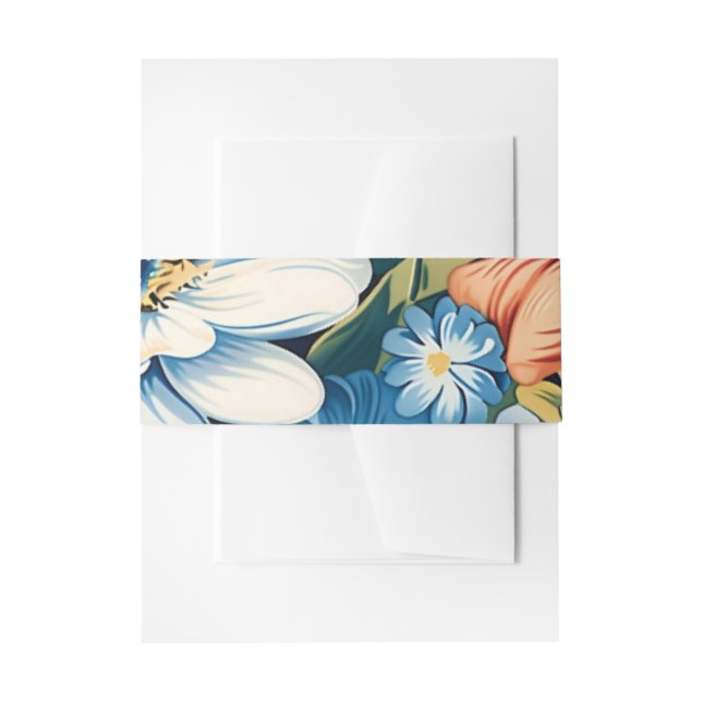Modern Floral Botanical Wedding Invitation Belly Band (Front Example)