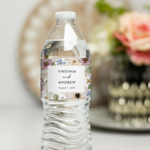 Modern Floral Botanical Wedding Water Bottle Label