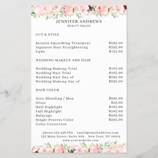 Modern floral bouquet flyer (Back)