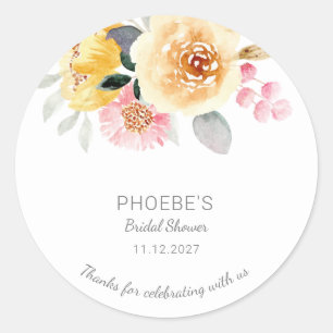 Modern Floral Bridal Shower Botanical Classic Round Sticker