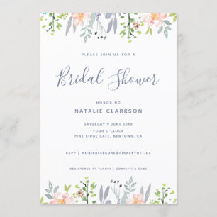 Modern floral bridal shower invitation