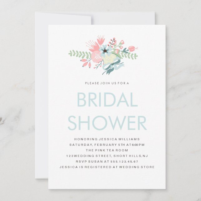 Modern Floral Bridal Shower Invitation (Front)