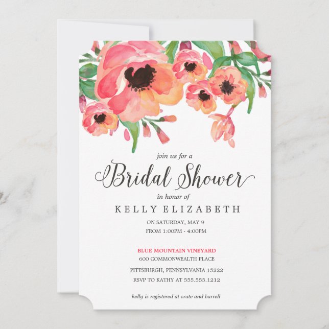 MODERN FLORAL bridal shower invitation (Front)