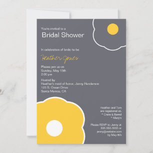 Modern Floral Bridal Shower Invitation Yellow/Grey