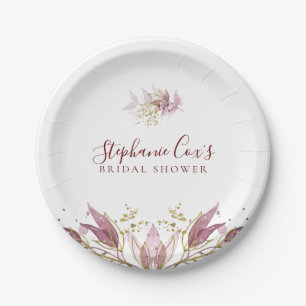 Modern Floral Bridal Shower Paper Plate