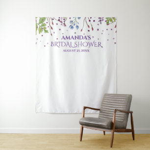 Modern Floral Bridal Shower Photo Booth Backdrop Tapestry