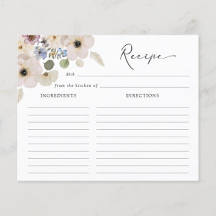 Modern Floral Bridal Shower Recipe Card
