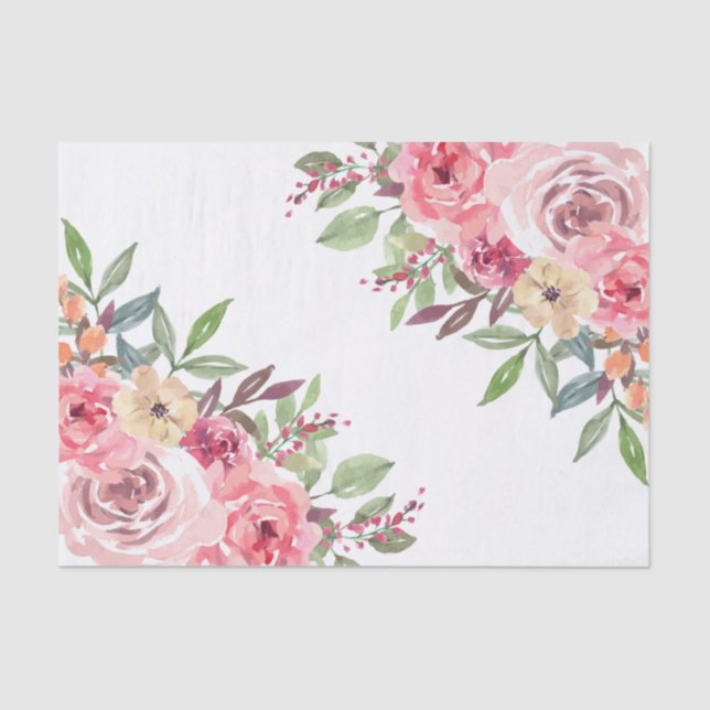 Modern Floral Bridal Shower Tissue Paper (Front)