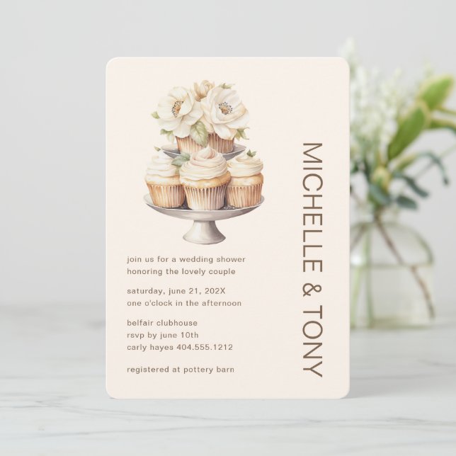 Modern Floral Bridal Shower Wedding Shower Invitation (Standing Front)
