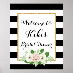 Modern floral bridal shower welcome sign