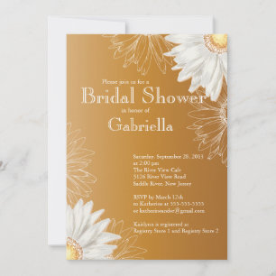 Modern Floral Brown Daisy Bridal Shower Invitation