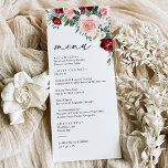 Modern Floral Burgundy Blush Greenery Wedding Menu<br><div class="desc">Designed to coordinate with our Romantic Blooms collection,  this customisable Ceremony Program features watercolor burgundy and blush florals with greenery leaves paired with a classy serif font & elegant calligraphy text graphics. Matching items available.</div>