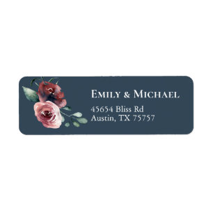 Modern Floral Burgundy Navy Peach Blush