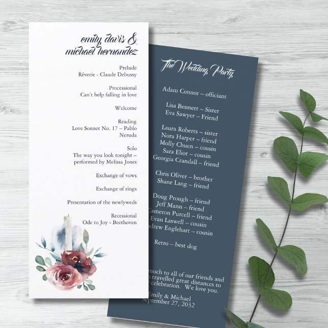 Modern Floral Burgundy Navy Peach Blush Programme (Creator Uploaded)