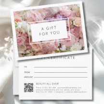 Modern Floral Business QR Code Gift Certificate