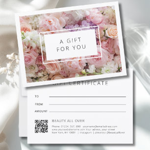 Modern Floral Business QR Code Gift Certificate