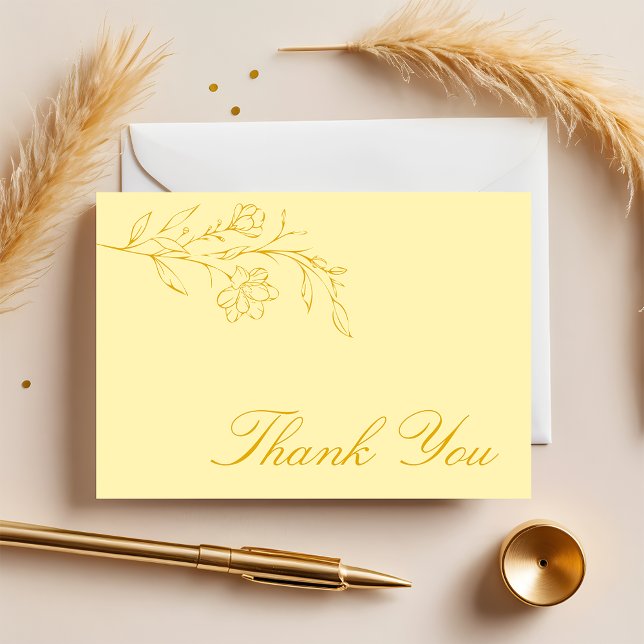 Modern Floral Butter Yellow Wedding Thank You Card (Creator Uploaded)