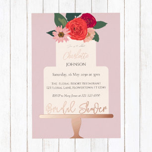 Modern Floral Cake Bridal Shower Gold