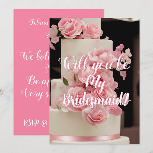 Modern Floral Cake Brides Maid Invitation Request (Front/Back)