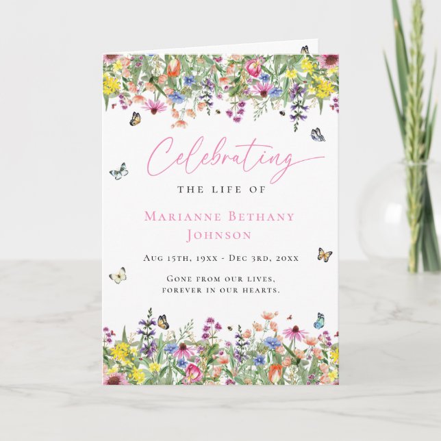 Modern Floral Celebration of Life Funeral Programme (Front)