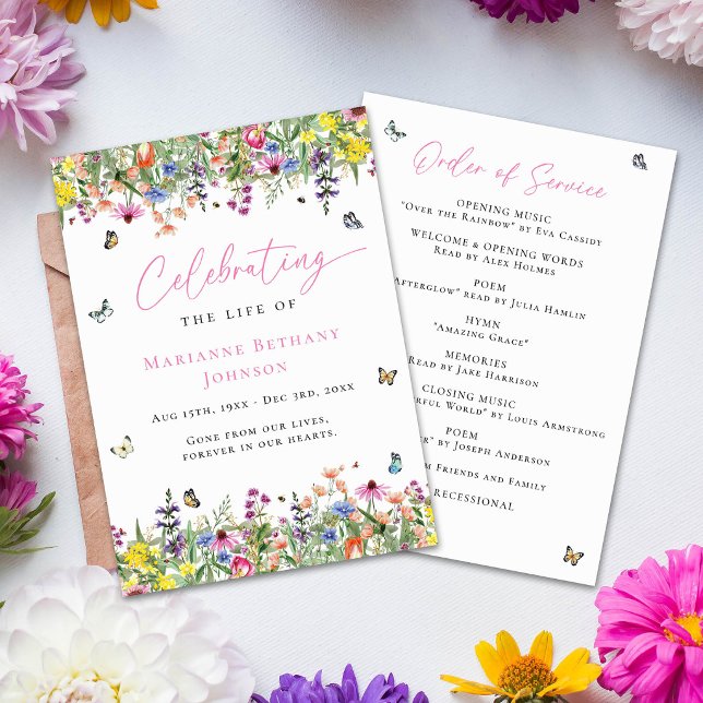 Modern Floral Celebration of Life Order of Service Programme (Creator Uploaded)