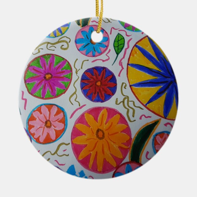 Modern Floral Ceramic Ornament (Front)