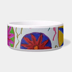 Modern Floral Ceramic Pet Bowl
