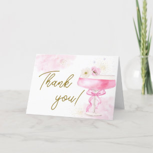 Modern Floral Champagne Brunch Bubbly Baby Shower  Thank You Card