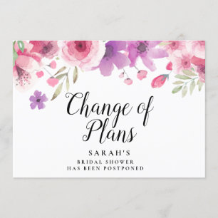 Modern Floral Change of plans Postponed Invitation
