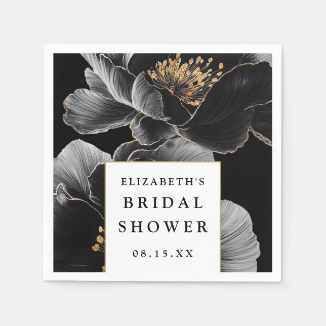 Modern Floral Chic Elegant Bridal Shower Napkin (Front)