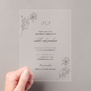 Modern Floral Chic Monogram Acrylic Invitations